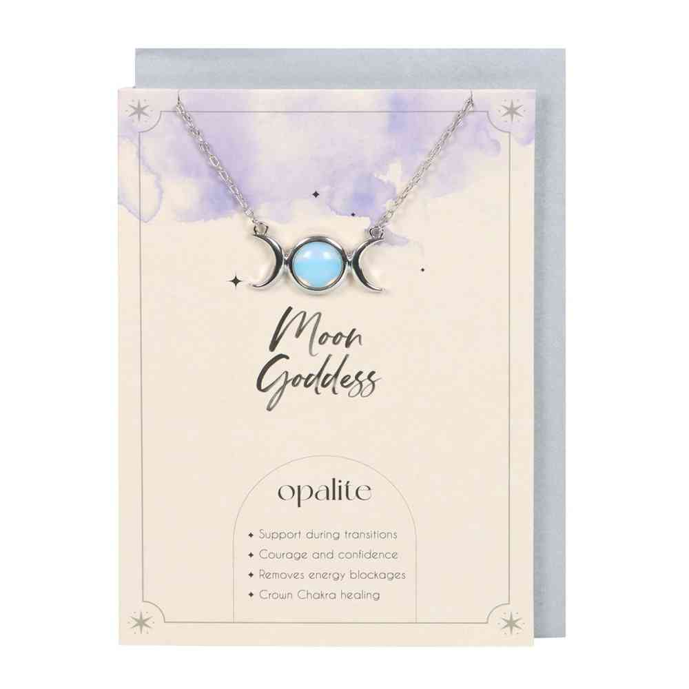 Something Different - Opalite Triple Moon Necklace card - Multicolours